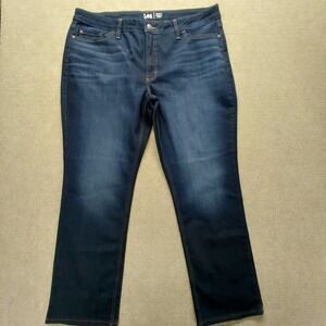 LEE Jeans Womens Plus 20 Medium Blue Dark Wash Stretch Straight Denim Pants
